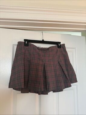Plaid Mini Skort with Red Accents